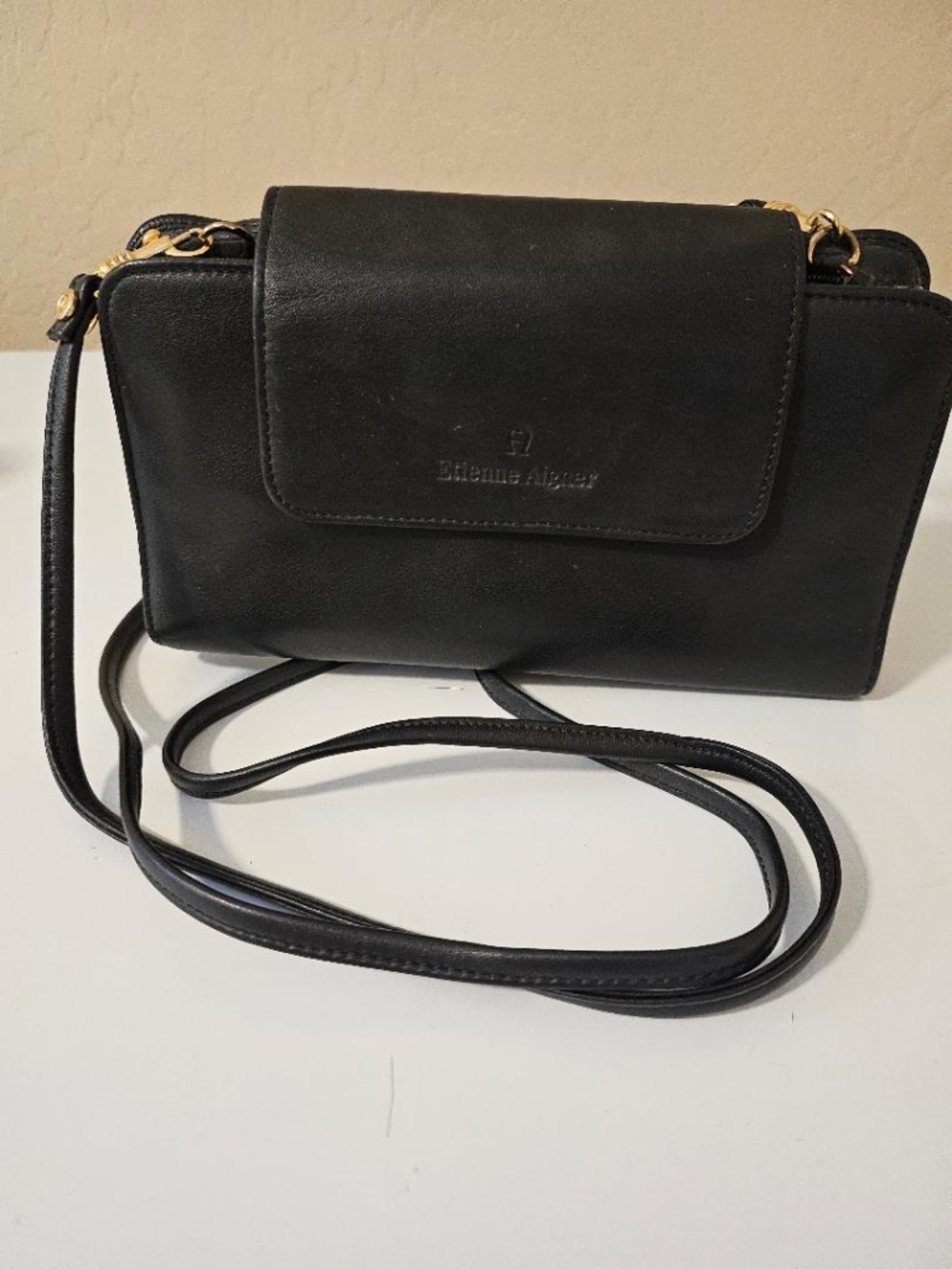 Vintage Etienne Aigner Black Leather Crossbody Bag